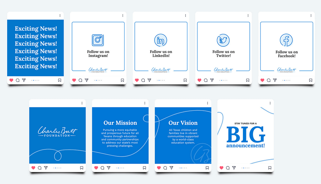 Charles Butt Foundation Brand Identity social promos