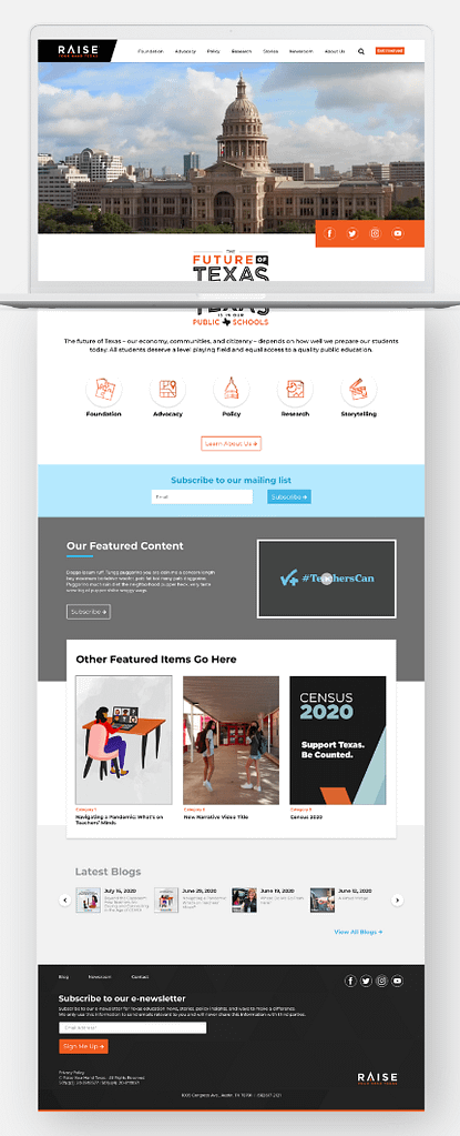 Raise Your Hand Texas Brand Identity website